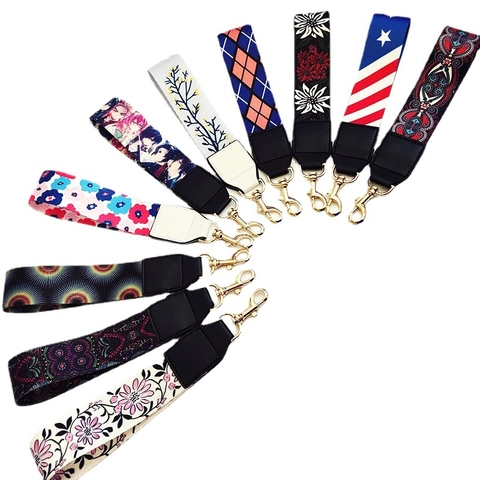 Correa De Muñeca Para Bolso Patrón Étnico Cinta Poliéster Cuero PU Para Llaves Carteras Estilo Bohemio Para Mujeres