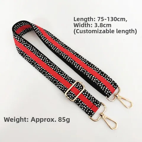 Adjustable Polka Dot Pattern Wide Shoulder Strap For Women Bags Polyester Woven Replacement Belt With Metal Buckle