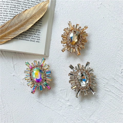 Ausziehbarer Handy-Gripsockel Legierung Barock Oval Kristall Strass Strahlendes Sonnenblumendesign Expandierender Ständer