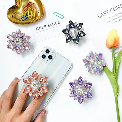 Bling Strass Blumen Handyhalterung Ausziehbarer Gasbag Halter Glänzender Edelstein Universelle Smartphone Halterung Anti-Sturz Zubehör