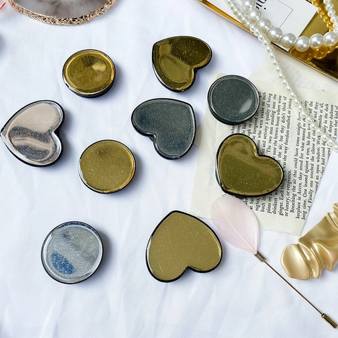 Glitter Heart Round Phone Grip Collapsible Resin Sparkly Socket Foldable Stand Self Adhesive Desk Holder Finger Grip