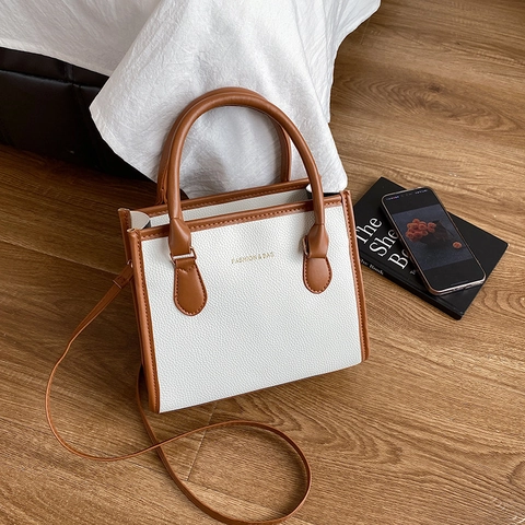 Borsa A Tracolla Da Donna Pelle PU Grana Litchi Manico Superiore Pendolare Moda Borsa Versatile