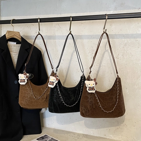 Borsa A Spalla Hobo Con Stampa Leopardata Pelle PU Retro Borsa Sottobraccio Con Catena In Metallo Moda Versatile Per Donna