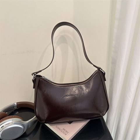 Damen Vintage PU Leder Unterarmtasche Minimalistische Halbmond Hobo Baguette Tasche Für Den Alltag Retro Mode