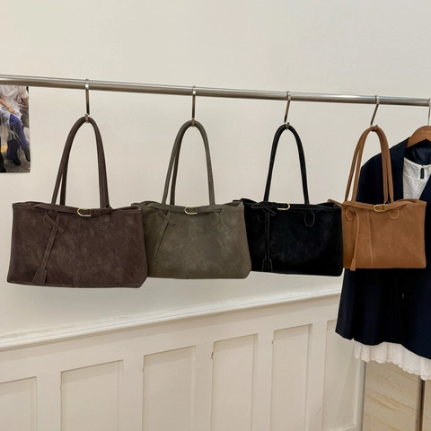Vintage Matte PU Leer Grote Capaciteit Tote Bag Voor Vrouwen Met Riem Decoratie Schoudertas Onderarmtas Koreaanse Stijl Dagelijks Gebruik