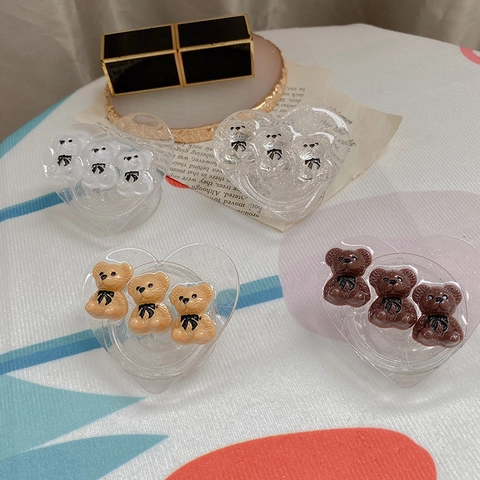 Supporto Pieghevole Per Telefono Cuore Kawaii Griptok Resina Orso Cartone Animato Glitter Supporto Per Smartphone