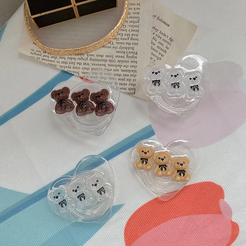Supporto Pieghevole Per Telefono Cuore Kawaii Griptok Resina Orso Cartone Animato Glitter Supporto Per Smartphone