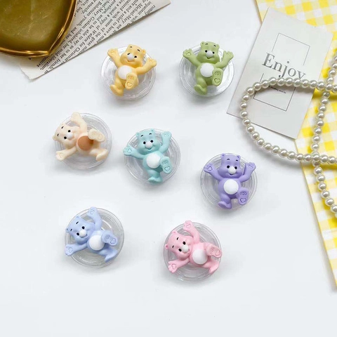 Cartoon Bear Phone Grip Tok Holder Transparent Expandable Socket Foldable Ring Stand For Smartphone Kawaii Accessory