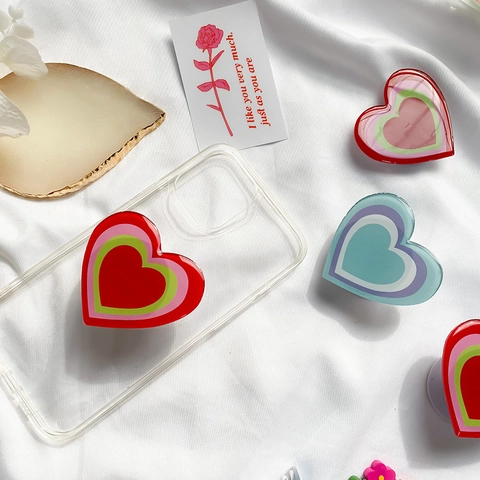 Supporto Per Impugnatura Del Telefono A Cuore Retrattile Airbag Drip Glue Colore A Contrasto Estetico Y2K