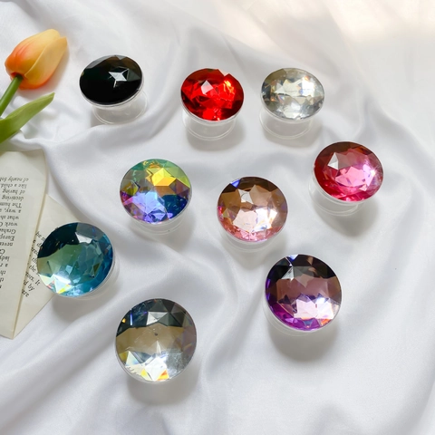 Diamond Cut Rhinestone Expanding Phone Grip Stand Foldable Telescopic Socket Candy Color Luxury For Smartphone