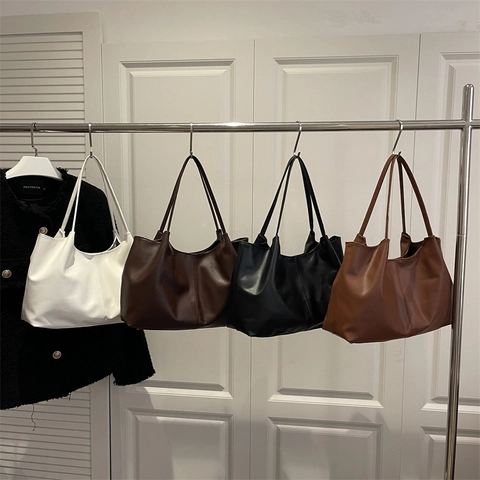 Große Kapazität Tote Bag Damen Minimalistische PU Leder Schulter Handtasche Für Den Täglichen Pendelverkehr
