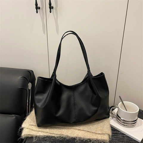 Große Kapazität Tote Bag Damen Minimalistische PU Leder Schulter Handtasche Für Den Täglichen Pendelverkehr