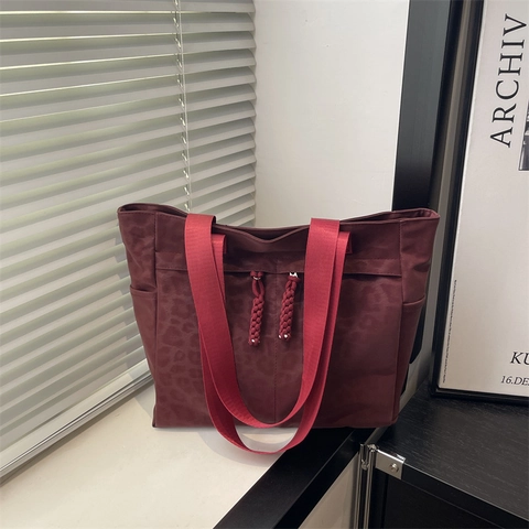 Japanese Style Leopard Print Large Capacity Tote Bag For Women PU Leather Minimalist Urban Fashion Commuting Shoulder Bag