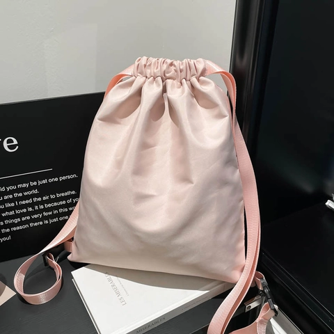 Sac À Dos Minimaliste À Cordon Grande Capacité Sac Seau En Nylon Léger Pour Femmes Voyage Quotidien Streetwear