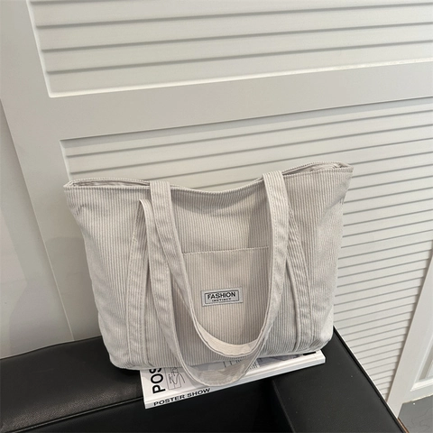 Borsa Tote In Velluto A Coste Grande Capacità Borsa A Spalla Minimalista Casual Per Donna Pendolarismo