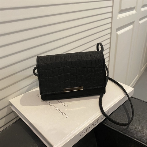 Borsa A Tracolla Da Donna Con Motivo Alligatore Pelle PU Goffrata Coccodrillo Piccola Borsa A Spalla Quadrata Con Barra In Metallo Dorato