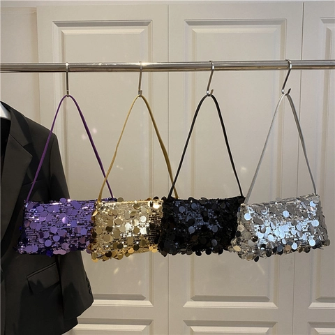 Borsa A Spalla Da Donna Con Grandi Paillettes Tonde Borsa Sottobraccio Scintillante Borsa Da Sera Trendy
