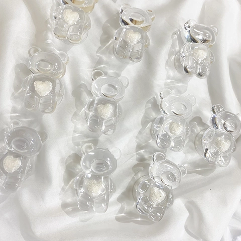 Süßer Cartoon Bär Handygriff Transparent Acryl Griptok Mit 3D Weißem Herz Ausziehbarer Ständer Für Smartphone