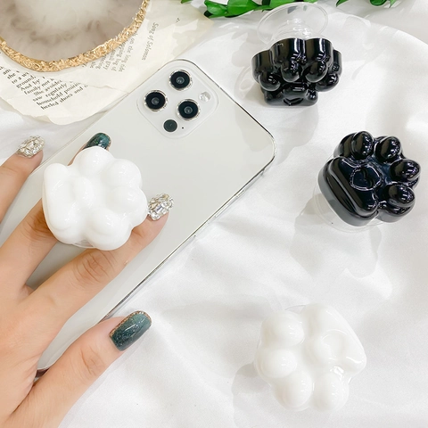 Cute Cat Paw Phone Grip Holder Expandable 3D Relief Heart Plastic Resin Stand For Universal Smartphone Tablet Desktop