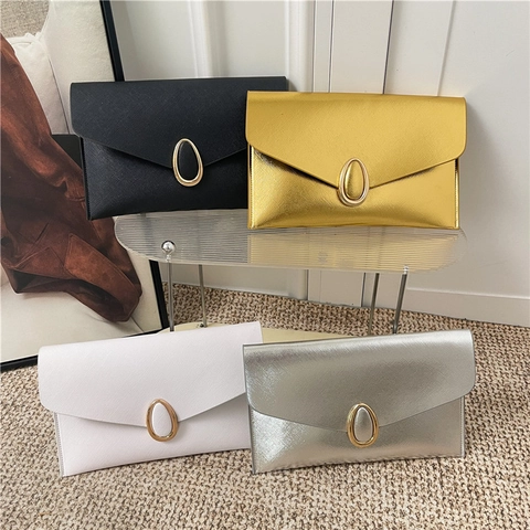 Pochette A Busta Elegante Da Donna Pelle PU Trama Saffiano Festa Serale Matrimonio Borsa A Mano Minimalista