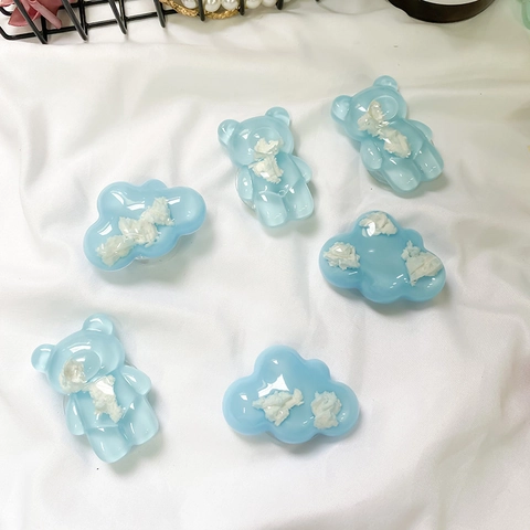 Handy Grip Tok Expandierbarer Ständer Durchsichtiges Harz 3D Wolke Bär Form Klebend Zusammenklappbar Fingerhalter Süß Ins Stil