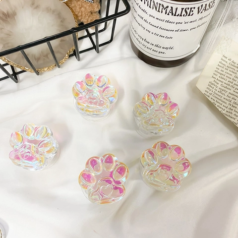 Cat Paw Phone Grip Expanding Stand Holder Iridescent Holographic Acrylic Cute Kawaii Heart Universal Mobile Accessories