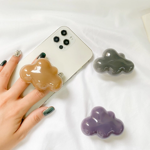 Cloud Shaped Expanding Phone Socket Grip Stand Glänzendes Harz Minimalistischer Faltbarer Universeller Klebstoff Zubehör Für Smartphones