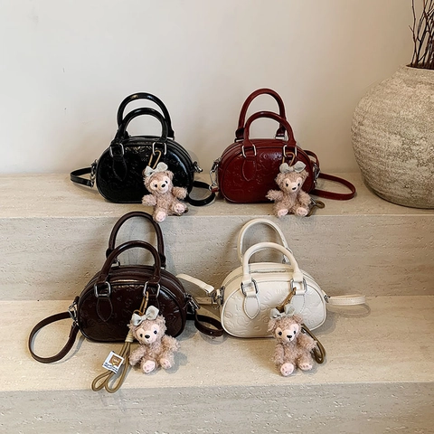 Sac À Main Rétro En Cuir PU Gaufré Motif Dessin Animé Pour Femme Sac À Bandoulière Élégant Accessoire De Mode