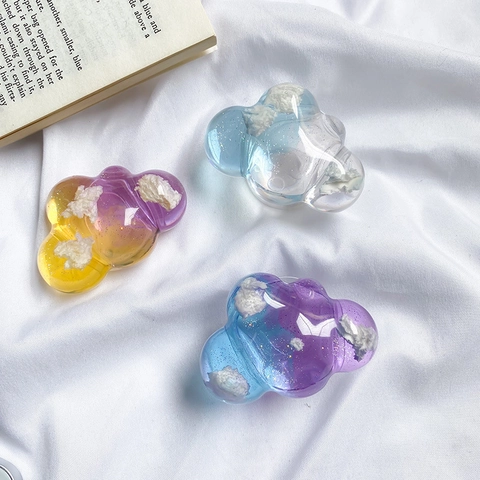 Cloud Shape Handyhalterung Harz Glitzer Transparent Farbverlauf Ausziehbarer Ständer Für Smartphone Handgriff Neuheit