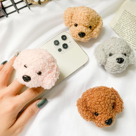 Supporto Per Telefono Cane In Peluche Morbida Lana D Agnello Supporto Airbag Pieghevole Per Cellulari Universali Accessorio
