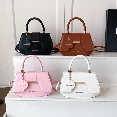 Fashion PU Leather Shoulder Bag With Top Handle Adjustable Strap Crossbody Handbag For Women Minimalist Saddle Bag