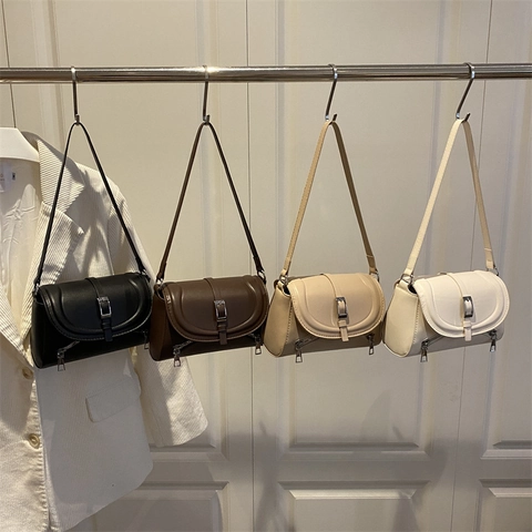 Moderna Borsa Quadrata Piccola in Pelle PU con Patta Borsa a Tracolla Donna Retro Decorazione Cerniera Fibbia per Pendolarismo