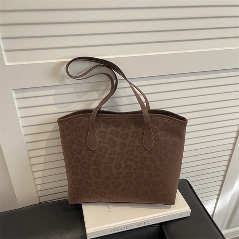 Borsa Tote Con Stampa Leopardata Pelle PU Grande Capacità Borsa A Spalla Vintage Borsa A Mano Da Donna