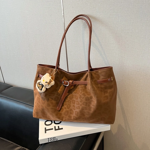 Borsa Tote Leopardata In Ecopelle Grande Capacità Borsa A Spalla Sottobraccio Retrò Arredamento Cintura Moda Per Donna