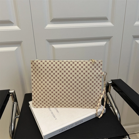 Pochette Élégante En Cuir PU Pour Femmes Imprimé Géométrique Fermeture Éclair Bracelet À La Mode Pochette Enveloppe Pour Les Trajets