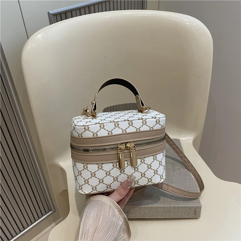 Sac Bandoulière Boîte Imprimé Monogramme Rétro En Cuir PU Sac À Main Avec Bandoulière Réglable Pour Femmes Style Rétro