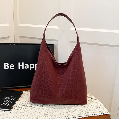Leopard Print Hobo Tasche Große Kapazität PU Leder Wildleder Optik Retro Schulter Tote Handtasche Für Damen