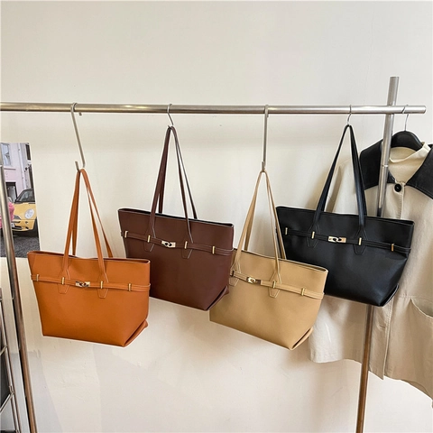 Borsa Tote Grande Capacità In Pelle PU Retro Borsa A Spalla Donna Moda Pendolare Borsa Sottobraccio Con Cerniera