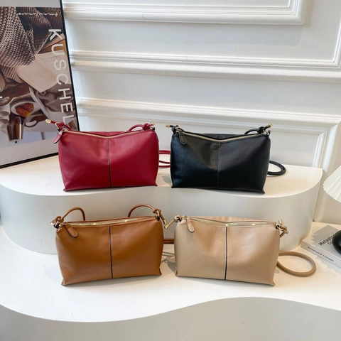 Borsa A Spalla Da Donna In Pelle PU Trama Lychee Cuciture Verticali Piccola Borsa Quadrata A Tracolla Minimalista Con Tracolla Annodata