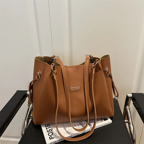 Borsa Tote In Pelle PU Grande Capacità Borsa A Spalla Minimalista Da Donna Borsa A Mano Versatile