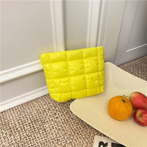 Bolso De Mano Acolchado Puffer Neceser De Almacenamiento De Tela Estilo Coreano Simple Organizador De Mano Para Mujer