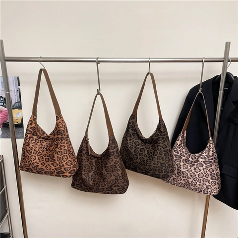 Borsa Tote Leopardata Vintage Grande Capacità Borsa A Spalla Hobo Pelle PU Borsa A Mano Alla Moda Per Donna