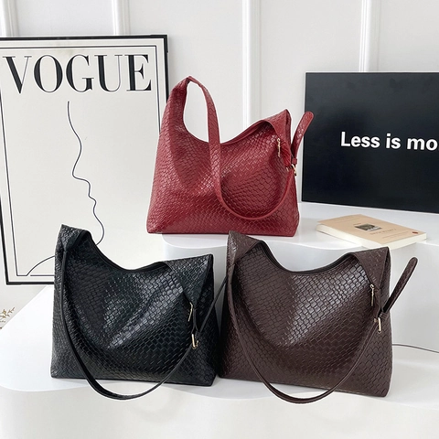 Damen Gewebte PU Leder Hobo Tasche Große Kapazität Vintage Schulterhandtasche Mode Minimalistisch Pendler Tasche