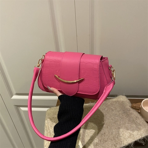 Minimalistische Krokodillenpatroon PU Leer Onderarmtas Mode Crossbody Tas Voor Dames Met Gouden Gesp Retro Schoudertas