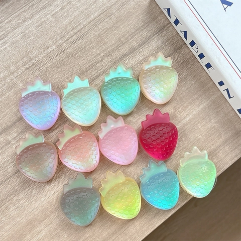 Strawberry Shaped Expanding Phone Stand Iridescent Resin Collapsing Grip Adhesive Holder Decorative Cute Accessory
