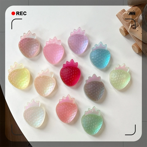 Supporto Per Telefono Espandibile A Forma Di Fragola Resina Cangiante Impugnatura Pieghevole Supporto Adesivo Accessorio Decorativo Carino