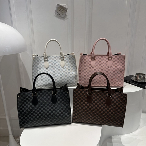 Damen Große Kapazität Tote Bag PU Leder Vintage M Buchstabe Monogramm Schulterhandtasche Mode Casual Shopper Tasche Für Frauen