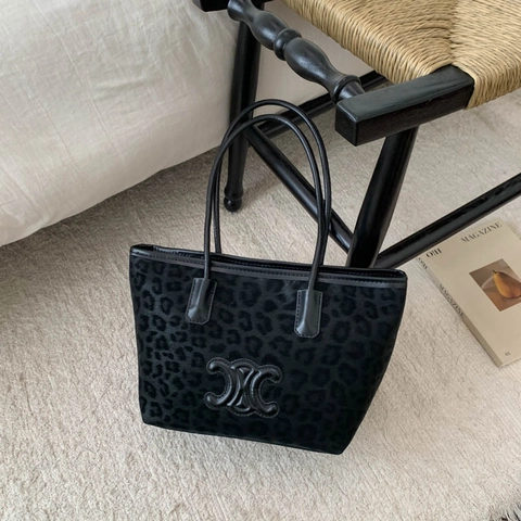 Damen Leopard Print Tote Bag PU Leder Große Kapazität Retro Schultertasche Unterarmtasche Lässige Handtasche