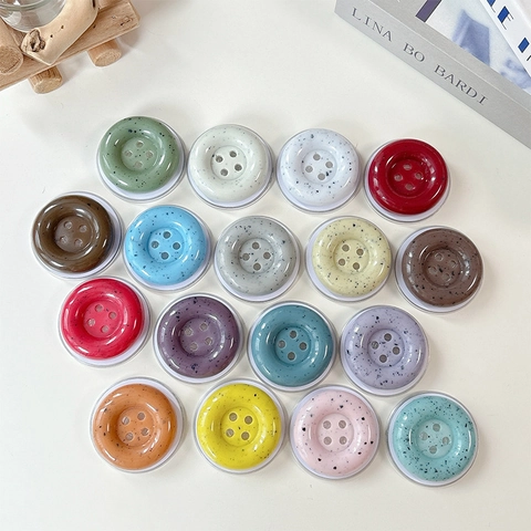 Magnetic Resin Phone Grip Holder Large Button Shape Ink Wash Pattern Marble Texture Expandable Stand Universal Accessory