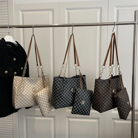 Borsa Tote Da Donna Grande Capacità E Piccola Pochette Pelle PU Stampa Monogramma Retro Lettera M Design Moda Borsa A Spalla